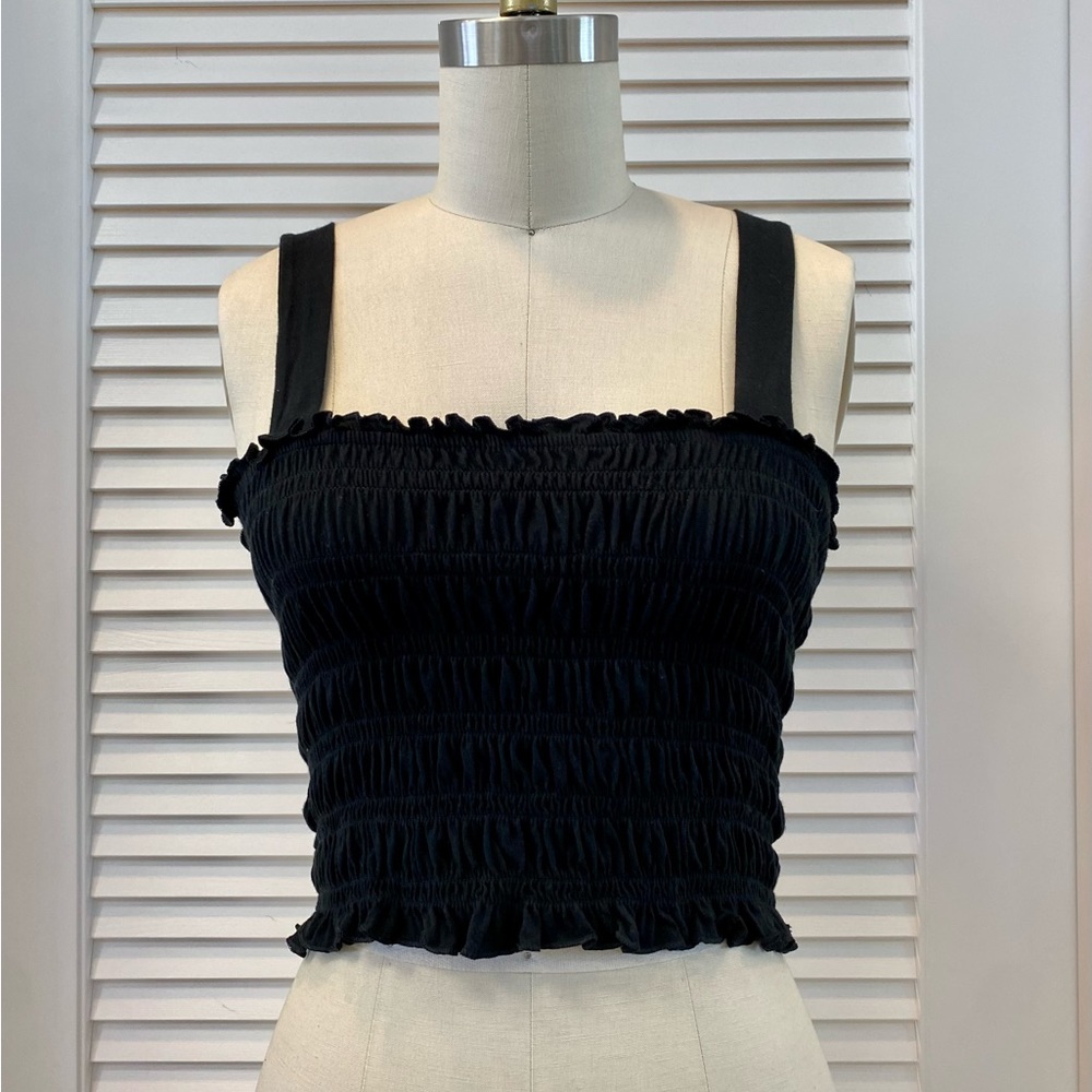 Black Smocked Tank Top